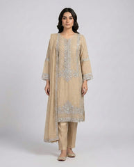 Sandstone Serenity – Embroidered 3-Piece Festive Suite