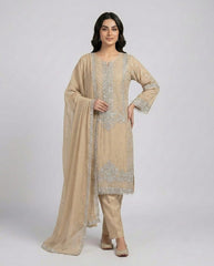 Sandstone Serenity – Embroidered 3-Piece Festive Suite