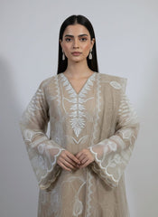 Stone Petal – Embroidered 3-Piece Organza Ensemble