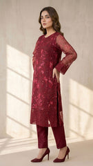 Velvet Rose – Premium Embroidered Organza Suite