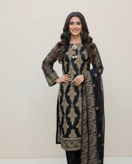 Midnight Gold – Embroidered 3-Piece Festive Suite